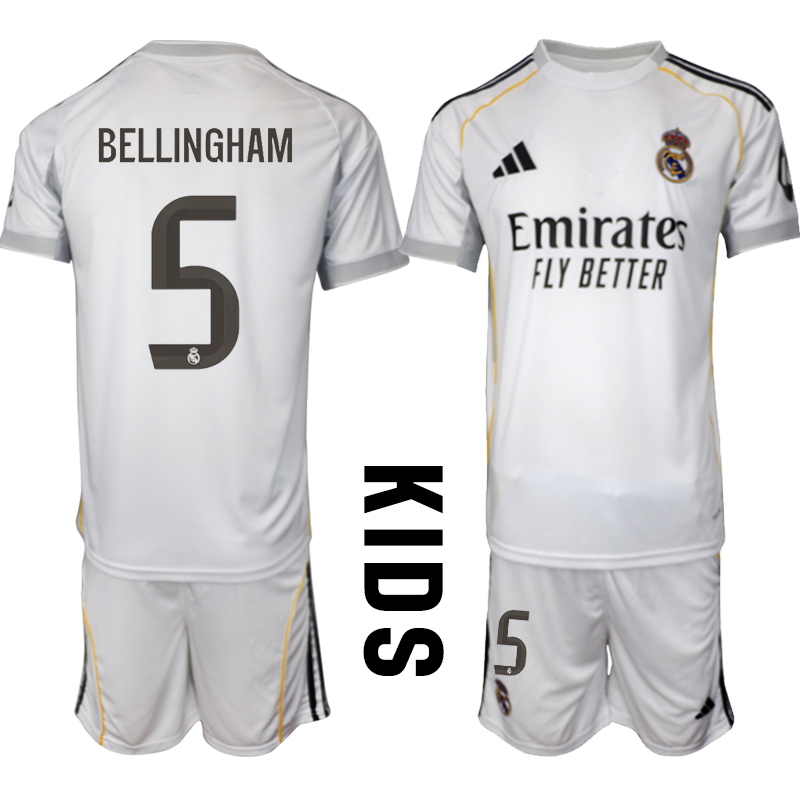 Youth 2025-2026 Club Real Madrid home white #5 Soccer Jersey  01